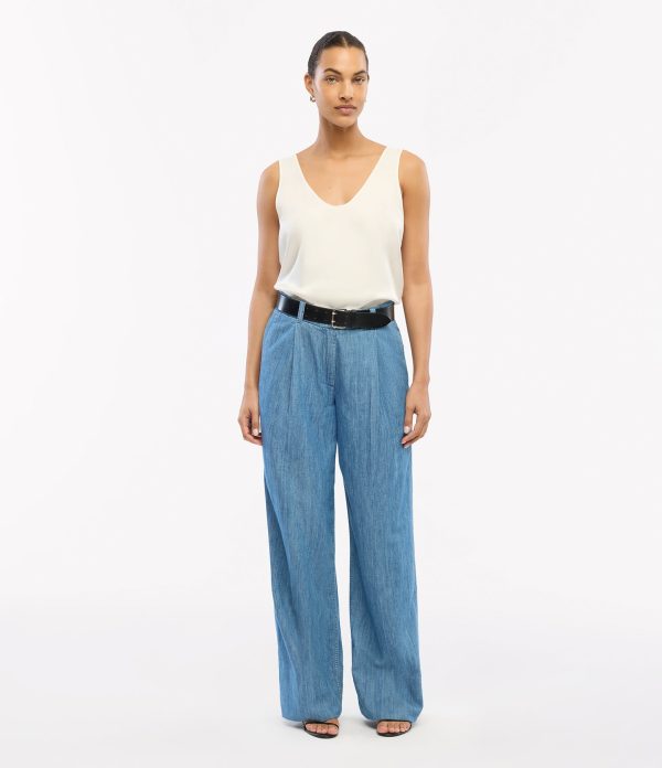 Chambray Relaxed Wide Leg Pant - Image 8