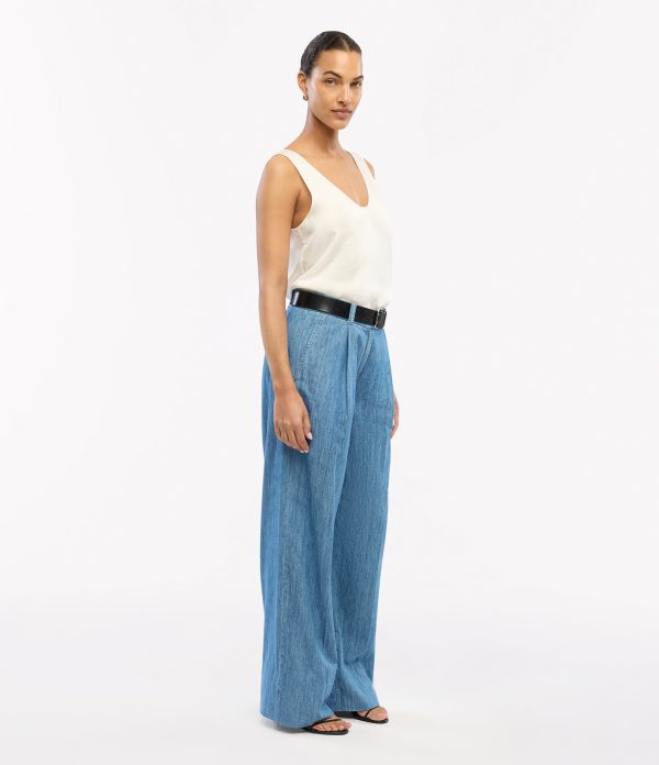 Chambray Relaxed Wide Leg Pant - Image 9