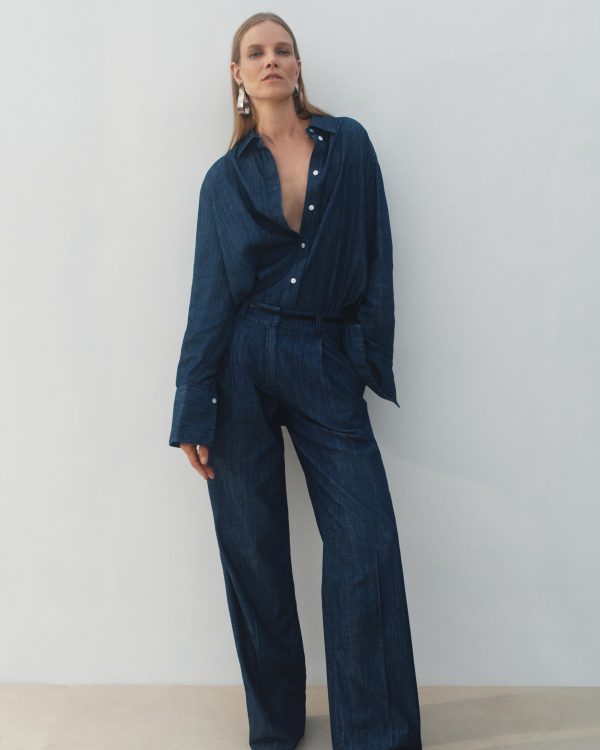 Chambray Relaxed Wide Leg Pant - Image 2